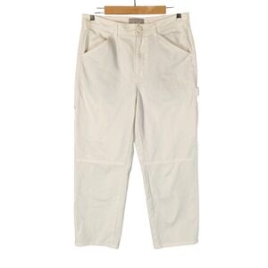 Everlane Carpenter Pants Size 10 Cream Canvas High Rise Utility Straight Leg